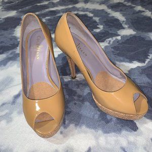Cole Haan Cork & Platform Peep Toe Heels sz 7